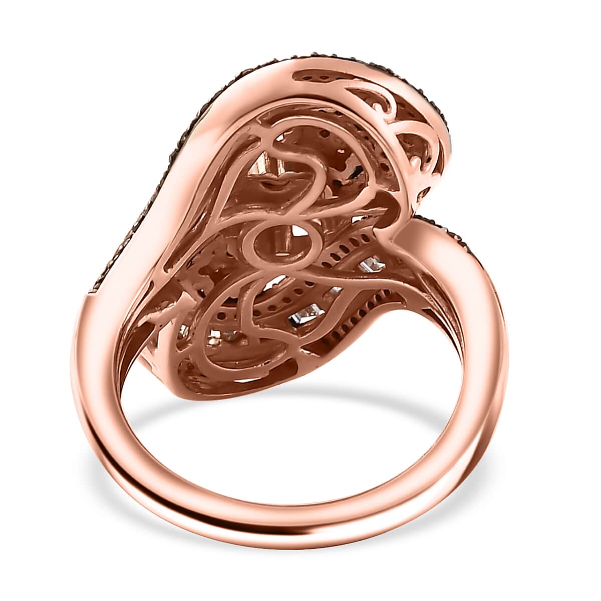 Natural Champagne Diamond 1.50 ctw Bypass Ring in 18K Vermeil Rose Gold Over Sterling Silver (Size 8.0) image number 4