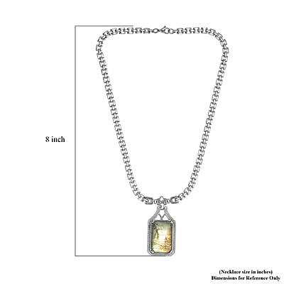 Malagasy Labradorite Men's Necklace 18 Inches in Stainless Steel 45.15 ctw