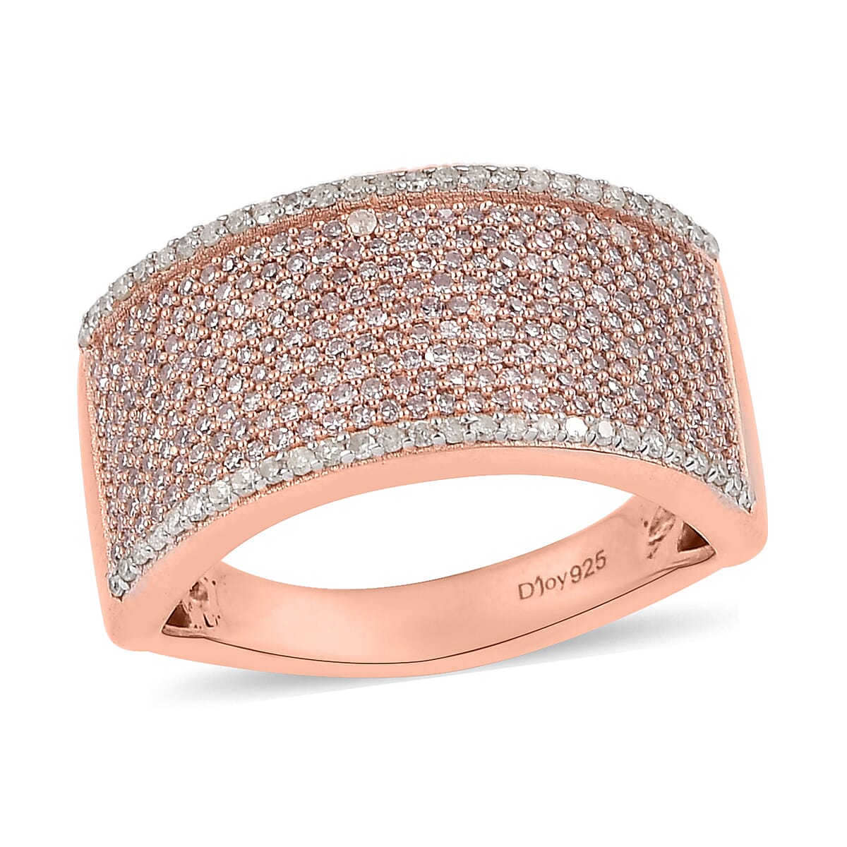 Natural Pink Diamon I2-I3 and Diamond Ring in Vermeil Rose Gold Over Sterling Silver 1.00 ctw