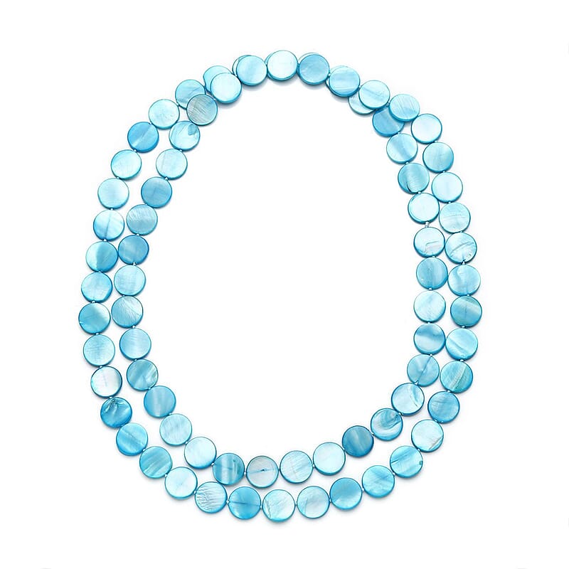 Blue Shell Pearl 14-16mm Endless Necklace 46 Inches