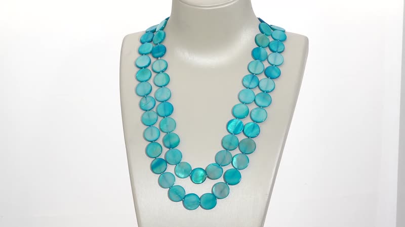 Blue Shell Pearl 14-16mm Beaded Endless Necklace 46 Inches
