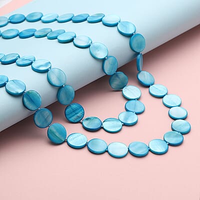 Blue Shell Pearl 14-16mm Endless Necklace 46 Inches