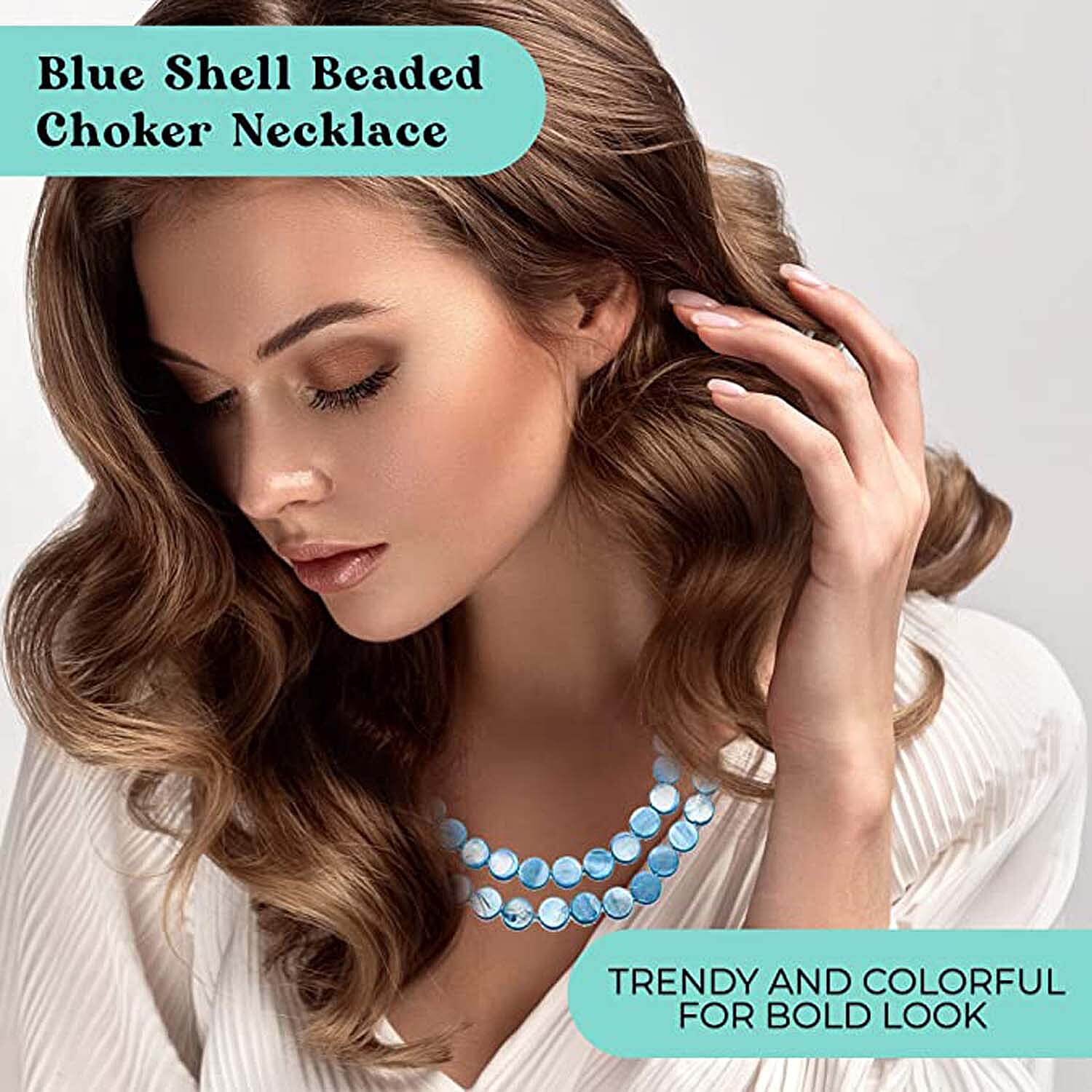 Blue Shell Pearl 14-16mm Endless Necklace 46 Inches