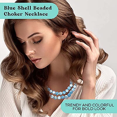 Blue Shell Pearl 14-16mm Endless Necklace 46 Inches