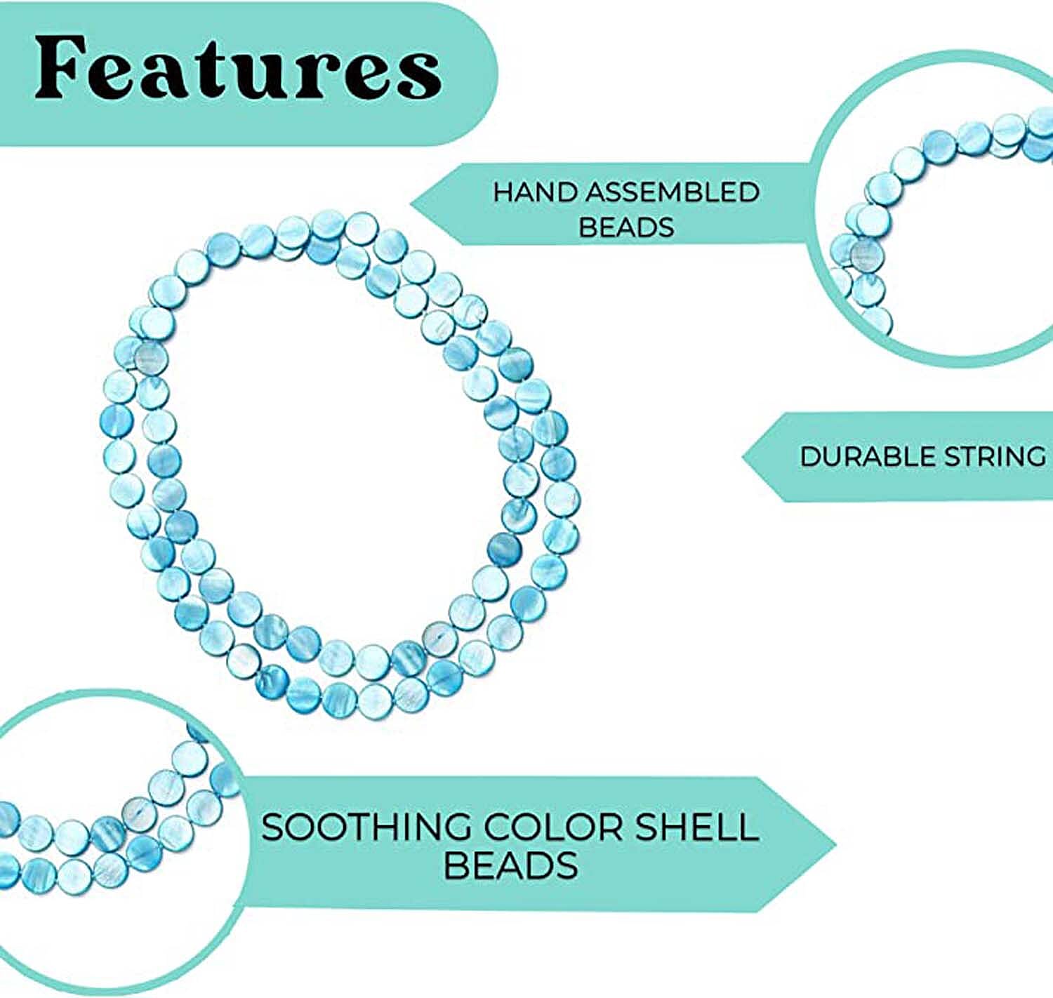 Blue Shell Pearl 14-16mm Endless Necklace 46 Inches