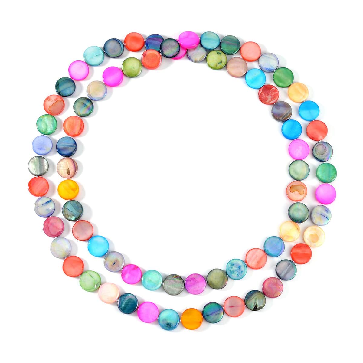 Multi Color Shell Pearl 14-16mm Endless Necklace 46 Inches image number 0