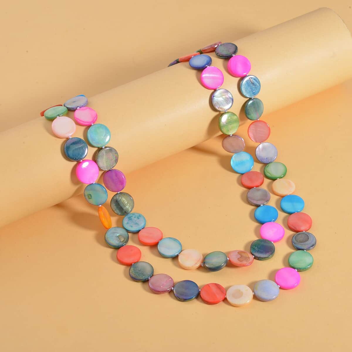 Multi Color Shell Pearl 14-16mm Endless Necklace 46 Inches image number 1