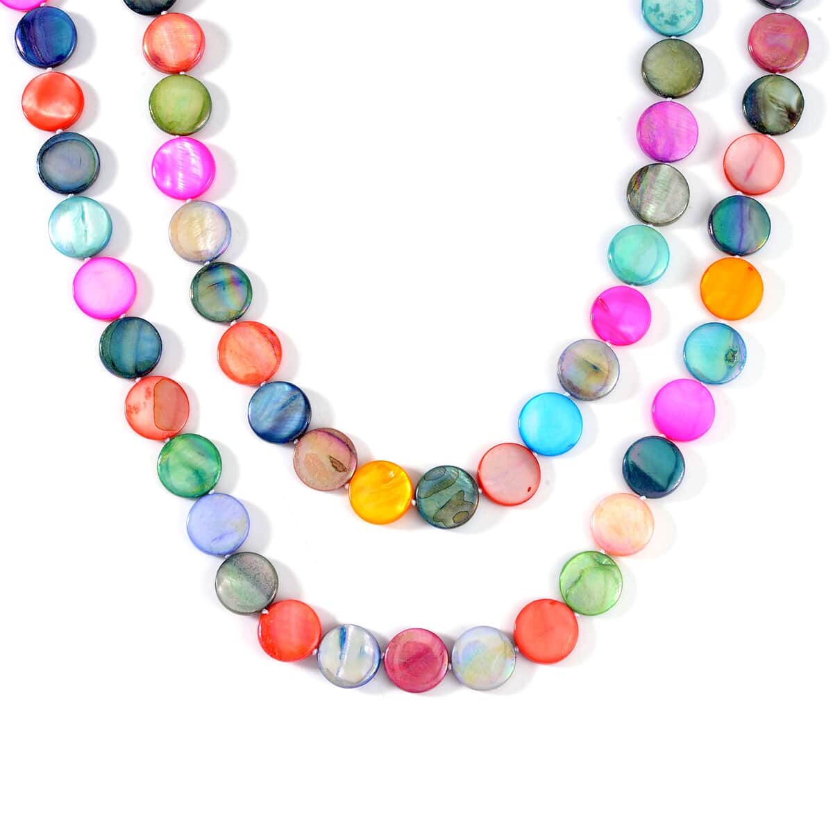 Multi Color Shell Pearl 14-16mm Endless Necklace 46 Inches image number 2