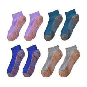 Set of 4 Pairs of Ankle Length Odor Free Copper Compression Socks For Men And Women, Premium Material Moisture Wicking Unisex Copper Infused Socks - Purple, Green, Navy & Gray (L/XL)