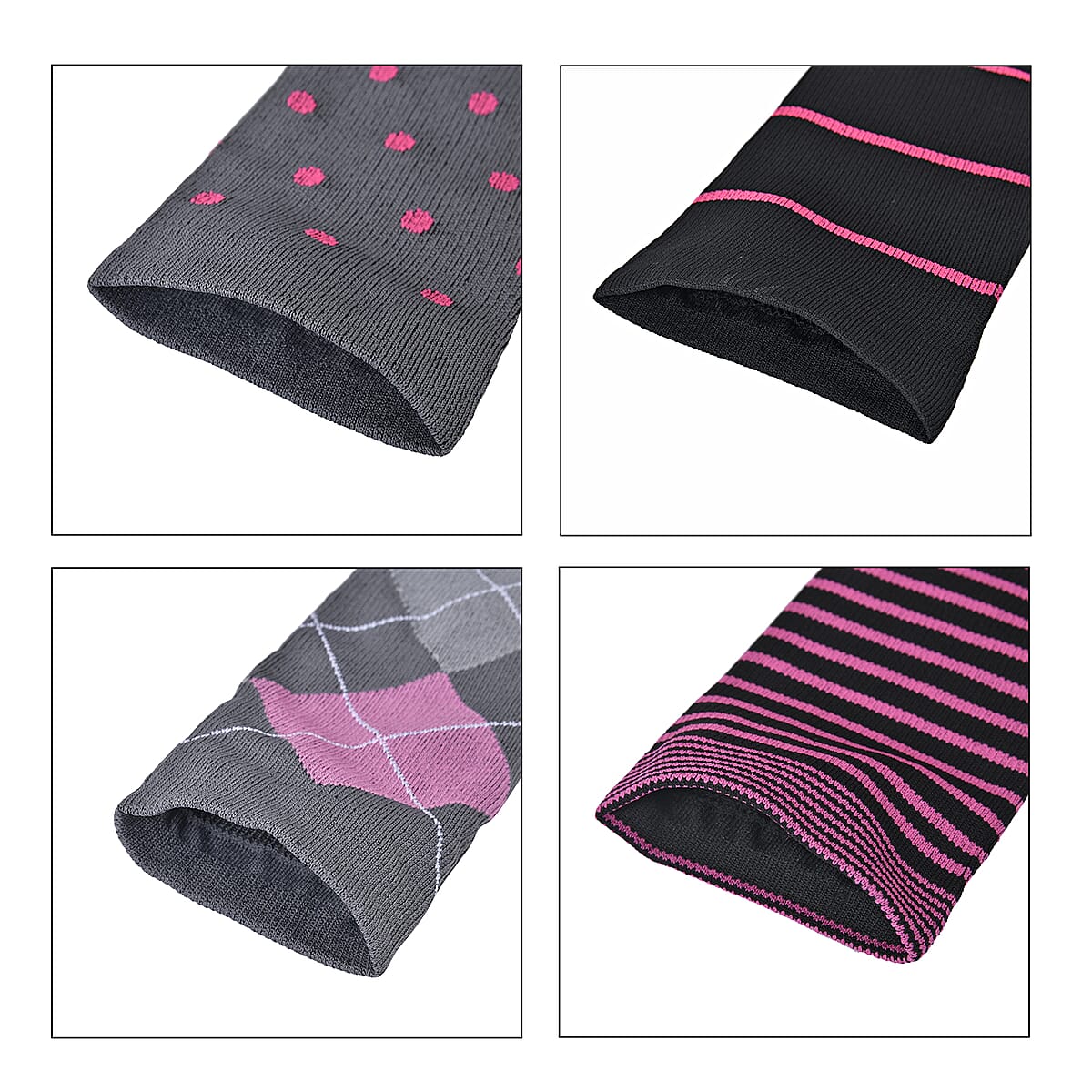 Set of 4 Pairs Knee Length Copper Infused Compression Socks - Multi Color (L/XL) image number 6