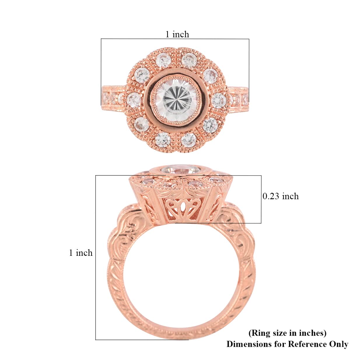 White Topaz Floral Framework Cocktail Ring in 14K Rose Gold Over Sterling Silver (Size 6.0) 7.25 Grams 2.10 ctw image number 5