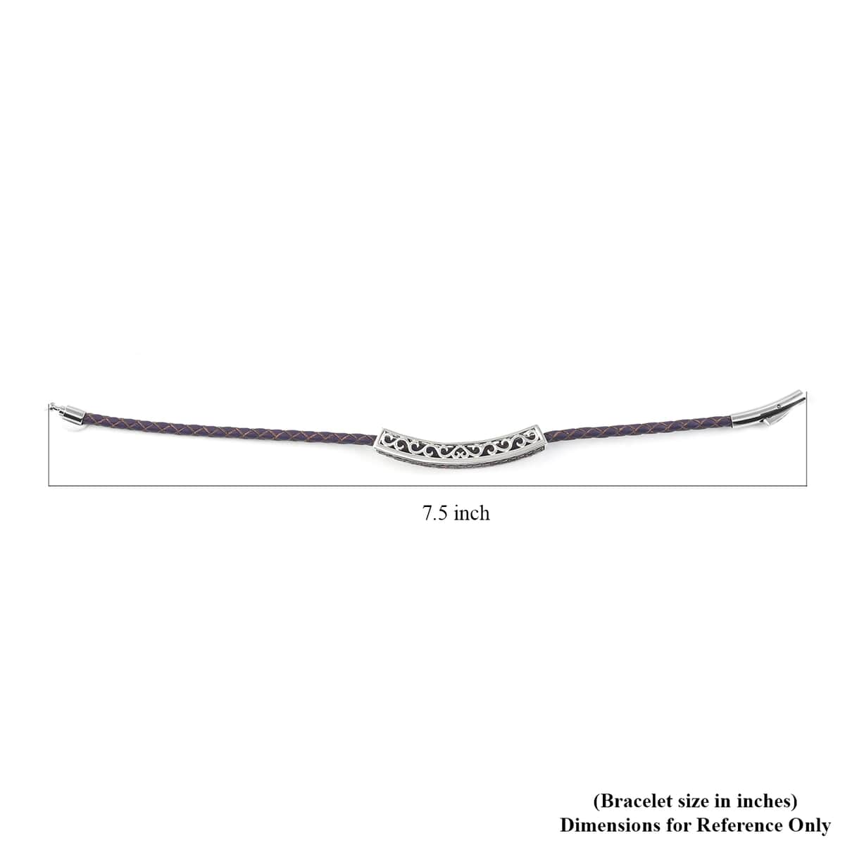 Orissa Rhodolite Garnet and Braided Purple Genuine Leather Floral Framework Bracelet in Sterling Silver (7.25 In) 6.80 ctw image number 2