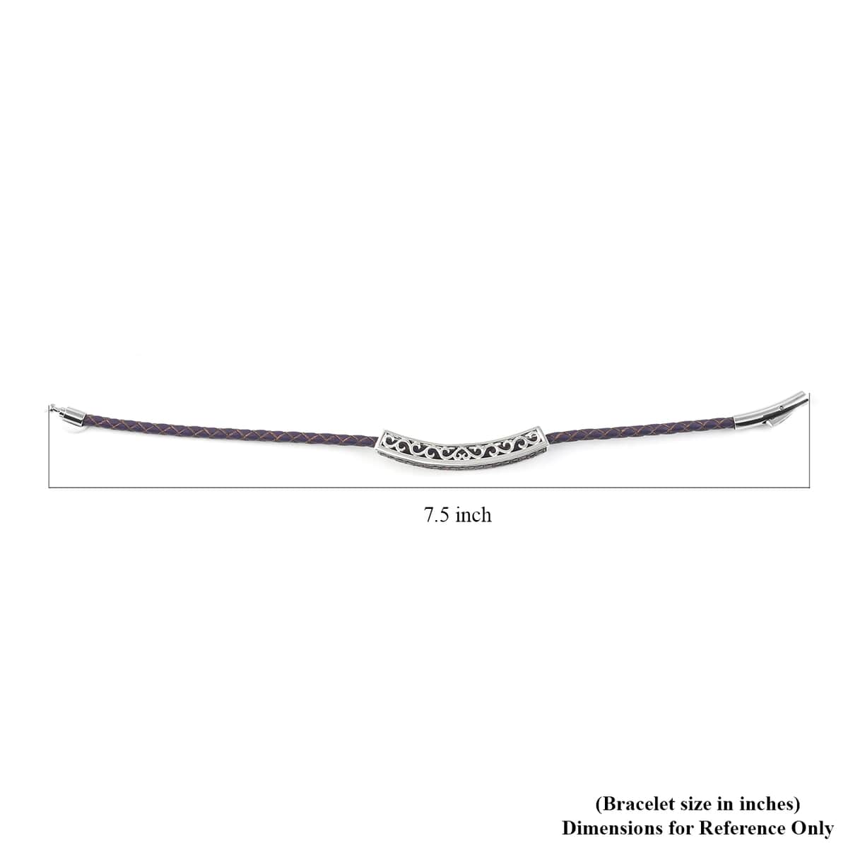 Orissa Rhodolite Garnet and Purple Genuine Leather Bracelet in Sterling Silver (8.00 In) 6.80 ctw image number 3