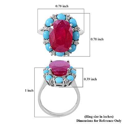 Niassa Ruby (FF) and Multi Gemstone Ring in Platinum Over Sterling Silver (Size 10.0) 11.50 ctw