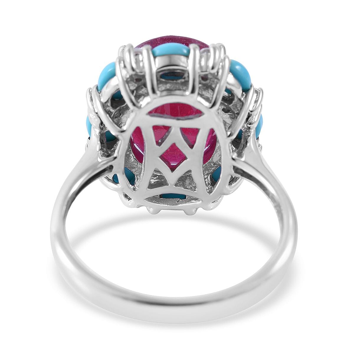 Niassa Ruby (FF) and Multi Gemstone Ring in Platinum Over Sterling Silver (Size 9.0) 11.50 ctw image number 3