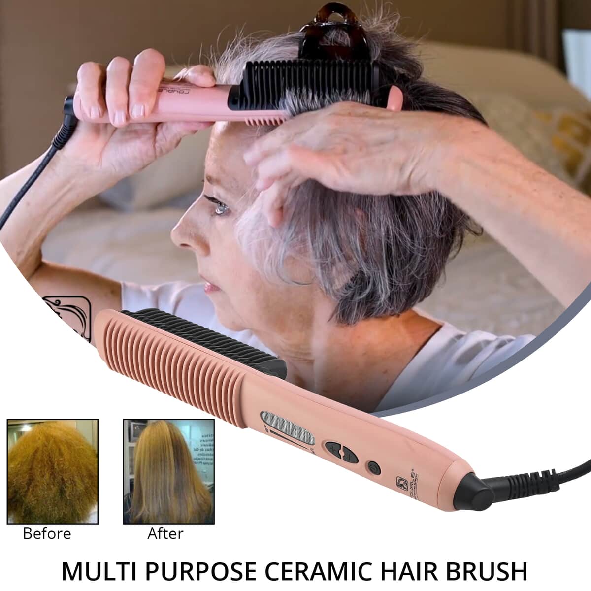 Royale - Multi-Purpose Ceramic Hair Brush-Black image number 1