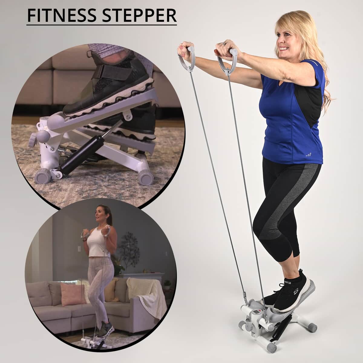 OVICX Portable Aerobic Fitness Stepper with Removable Resistance Bands image number 1