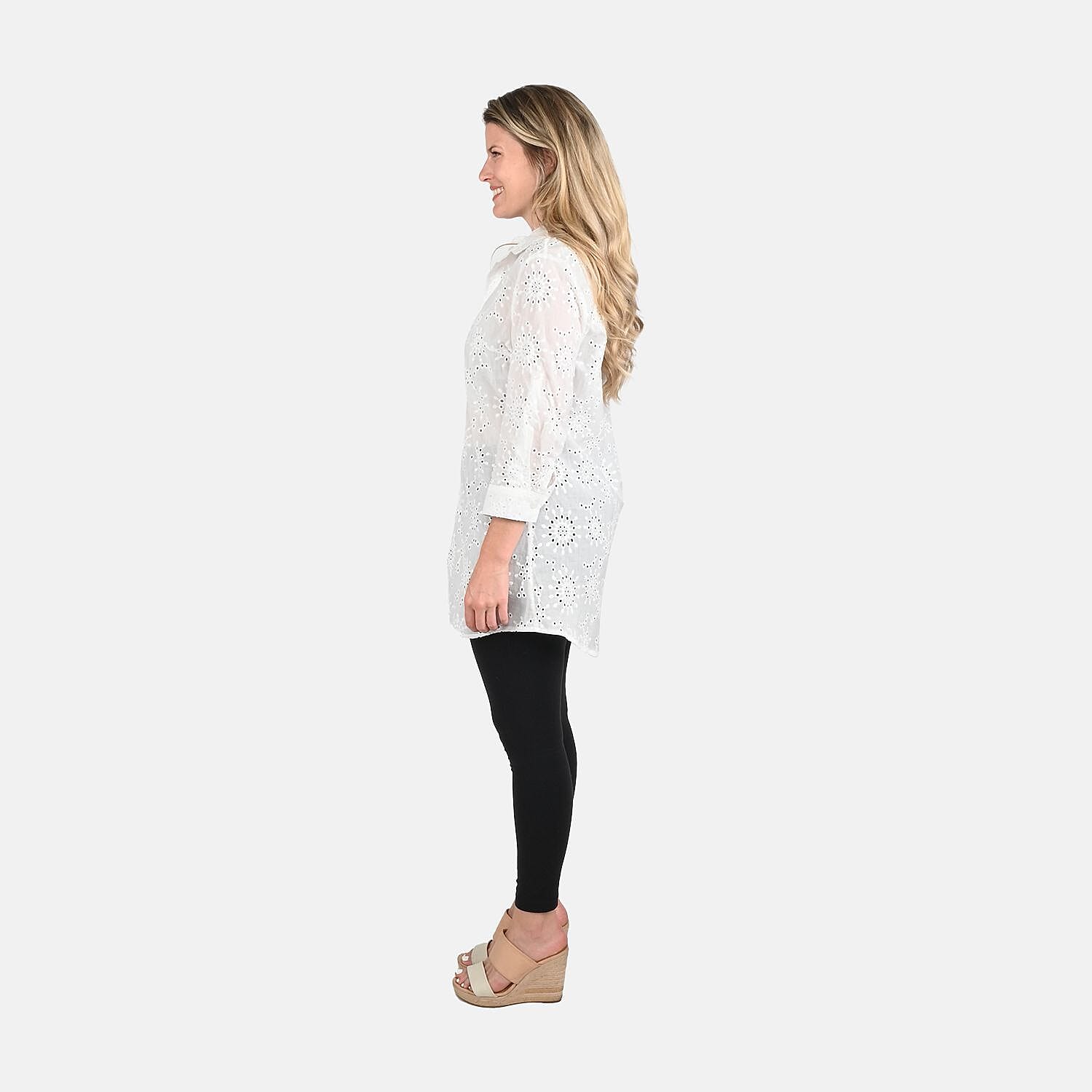 Tamsy White Erin Eyelet Tunic - S