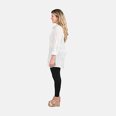 Tamsy White Erin Eyelet Tunic - S