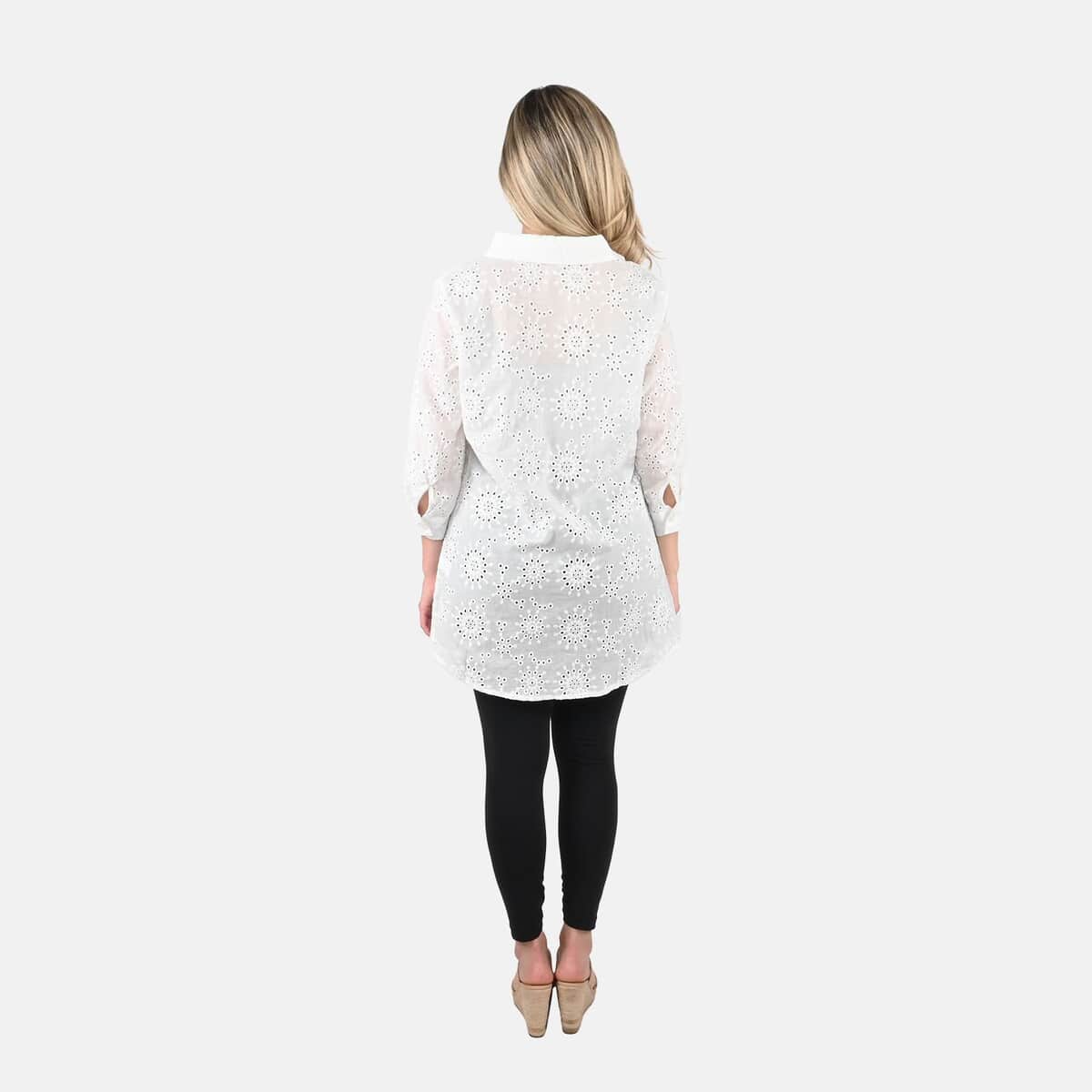 Tamsy White Erin Eyelet Tunic - M image number 1