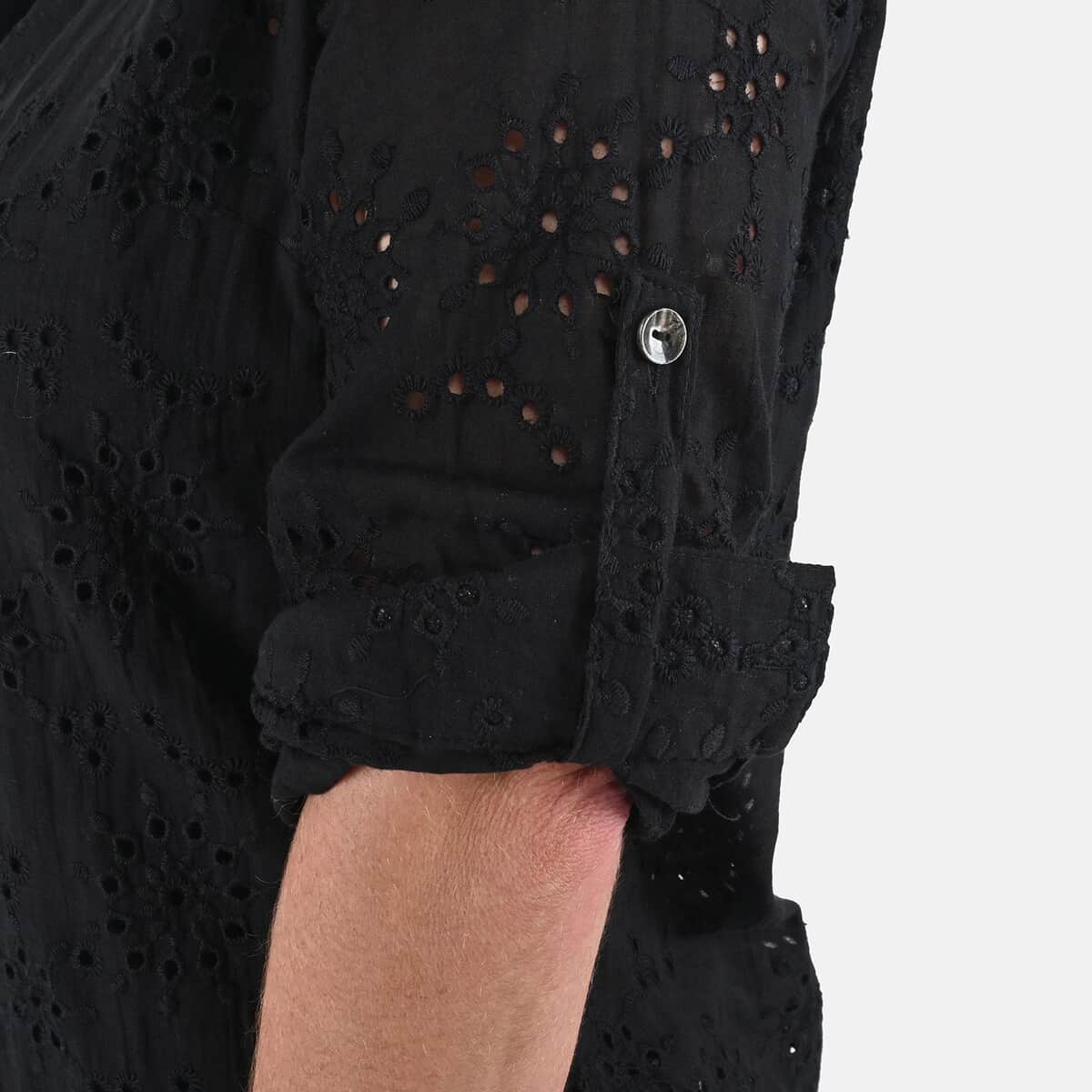 Tamsy Black Erin Eyelet Tunic - 1X image number 5