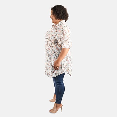Tamsy Ivory Garden Eyelet Tunic - S