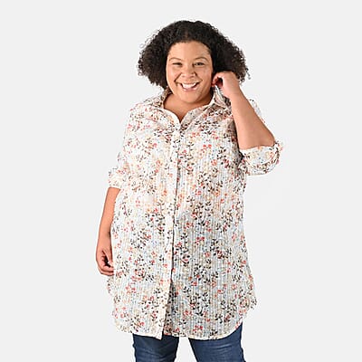 Tamsy Ivory Garden Eyelet Tunic - S