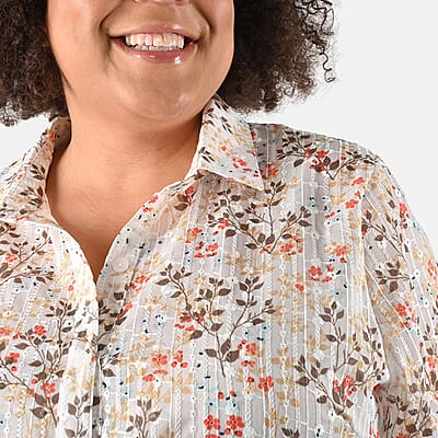 Tamsy Ivory Garden Eyelet Tunic - S
