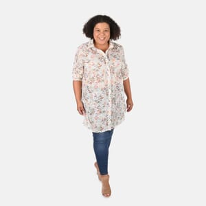 Tamsy Ivory Garden Eyelet Tunic - 2X