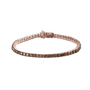 Natural Champagne Diamond Tennis Bracelet in Vermeil RG Over Sterling Silver (6.50 In) 5.00 ctw