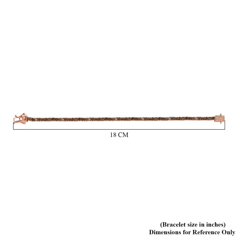 D'Joy Natural Champagne Diamond 5.00 ctw Tennis Bracelet in Vermeil Rose Gold Over Sterling Silver (6.50 In)