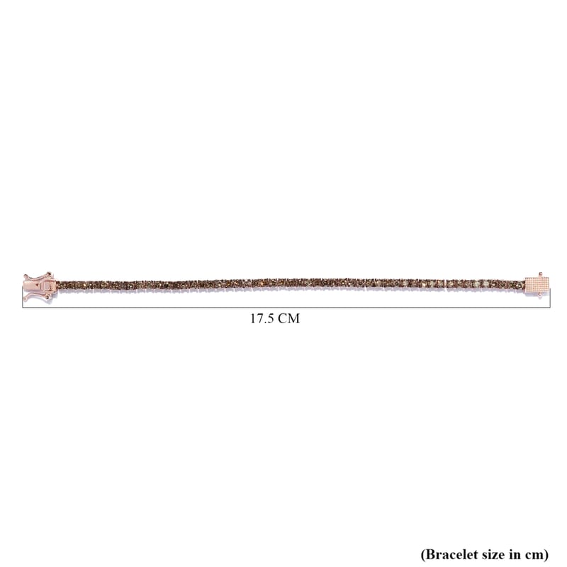 D'Joy Natural Champagne Diamond 5.00 ctw Tennis Bracelet in Vermeil Rose Gold Over Sterling Silver (6.50 In)