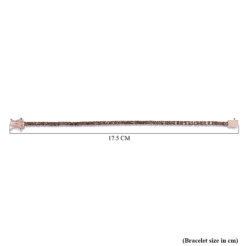 D'Joy Natural Champagne Diamond 5.00 ctw Tennis Bracelet in Vermeil Rose Gold Over Sterling Silver (6.50 In)