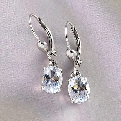Petalite 2.00 ctw Lever Back Earrings in Platinum Over Sterling Silver