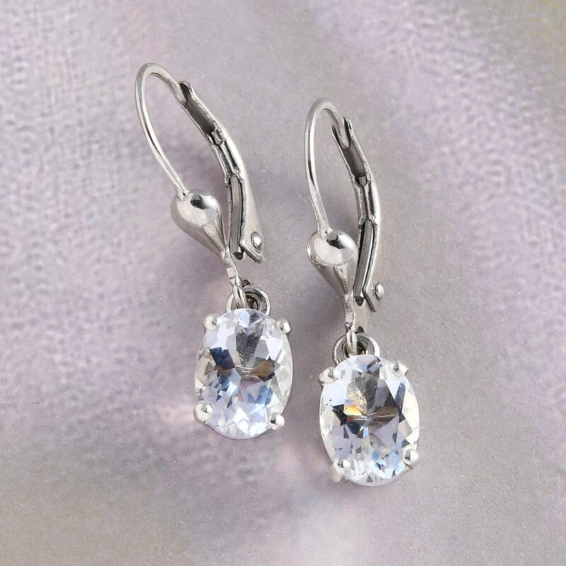 Petalite 2.00 ctw Lever Back Earrings in Platinum Over Sterling Silver