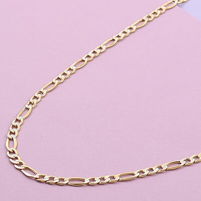 10K Yellow Gold 3.5mm Figaro Chain Necklace 20 Inches 3.70 Grams