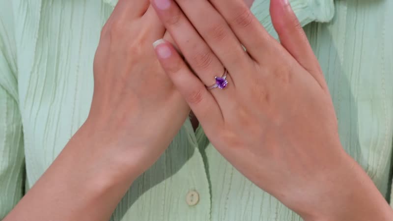Premium Moroccan Amethyst and White Zircon Statement Ring in Rhodium Over Sterling Silver (Size 10.0) 1.25 ctw