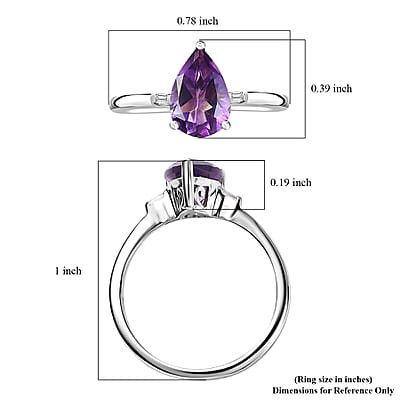 Premium Moroccan Amethyst and White Zircon Statement Ring in Rhodium Over Sterling Silver (Size 11.0) 1.25 ctw