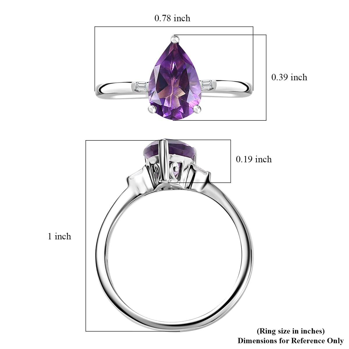 Premium Moroccan Amethyst and White Zircon Statement Ring in Rhodium Over Sterling Silver (Size 8.0) 1.25 ctw image number 5