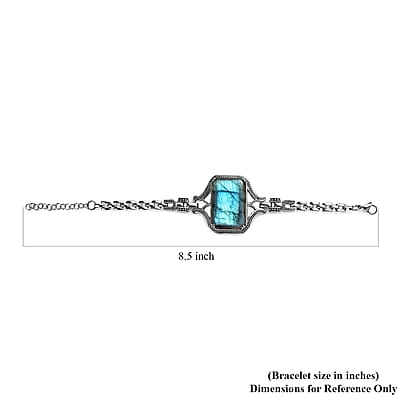 Malagasy Labradorite Bracelet in Stainless Steel (6.50-8.50In) 44.40 ctw