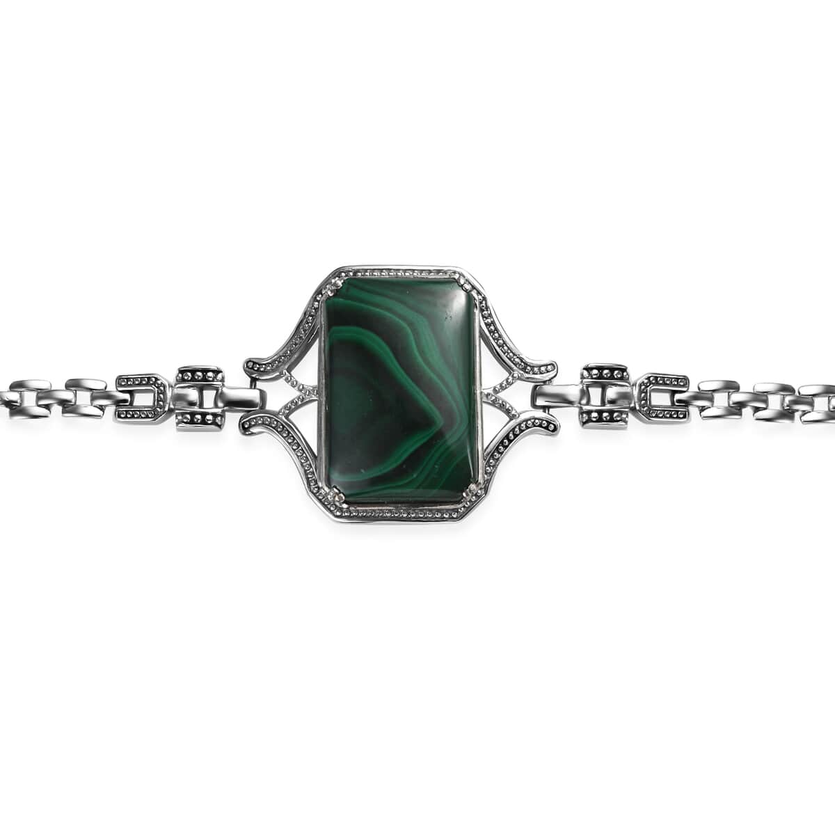 African Malachite Bracelet in Stainless Steel (6.50-8.50In) 48.40 ctw image number 0