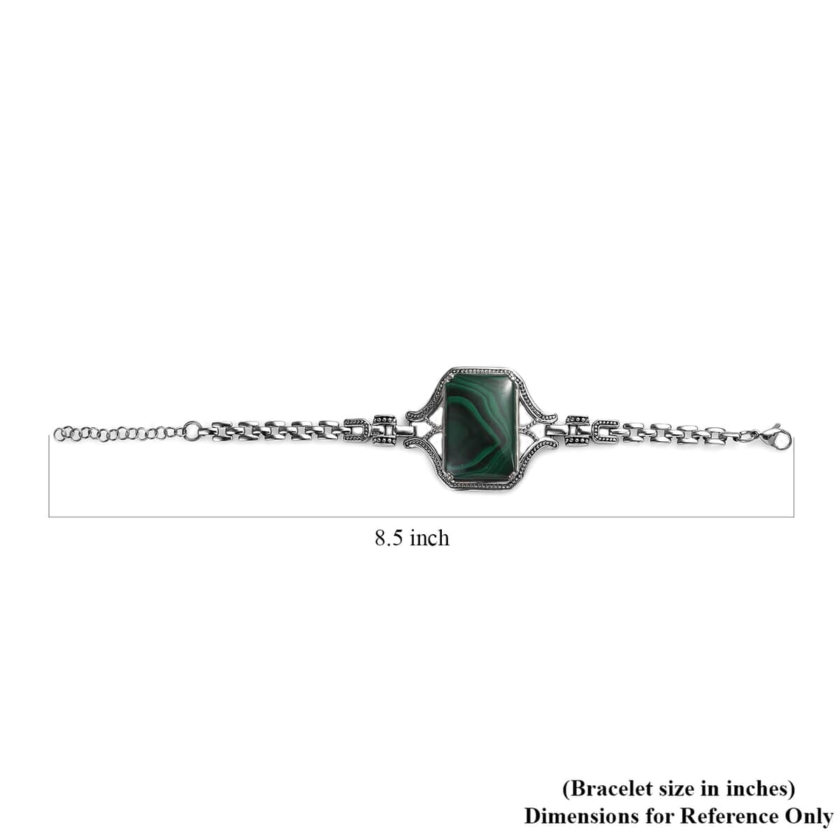 African Malachite Bracelet in Stainless Steel (6.50-8.50In) 48.40 ctw image number 4