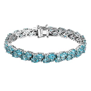 Betroka Blue Apatite 2 Row Bracelet in Platinum Over Sterling Silver (6.50 In) 21.60 ctw
