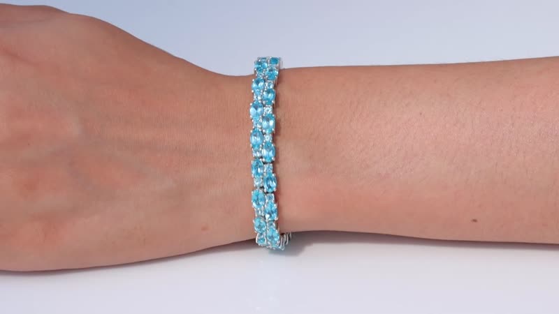 TLV Madagascar Paraiba Apatite Bracelet in Platinum Over Sterling Silver (6.50 In) 19.70 ctw