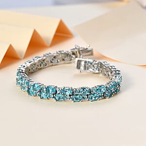 Betroka Blue Apatite 2 Row Bracelet in Platinum Over Sterling Silver (6.50 In) 21.60 ctw