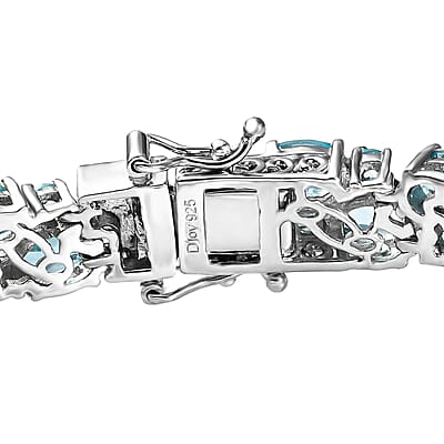 Betroka Blue Apatite 2 Row Bracelet in Platinum Over Sterling Silver (6.50 In) 21.60 ctw