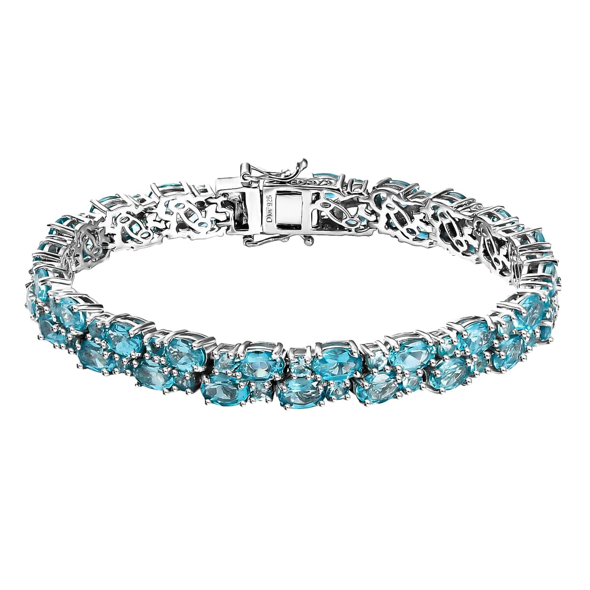 Madagascar Paraiba Apatite 2 Row Bracelet in Platinum Over Sterling Silver (7.25 In) 22.80 ctw image number 0