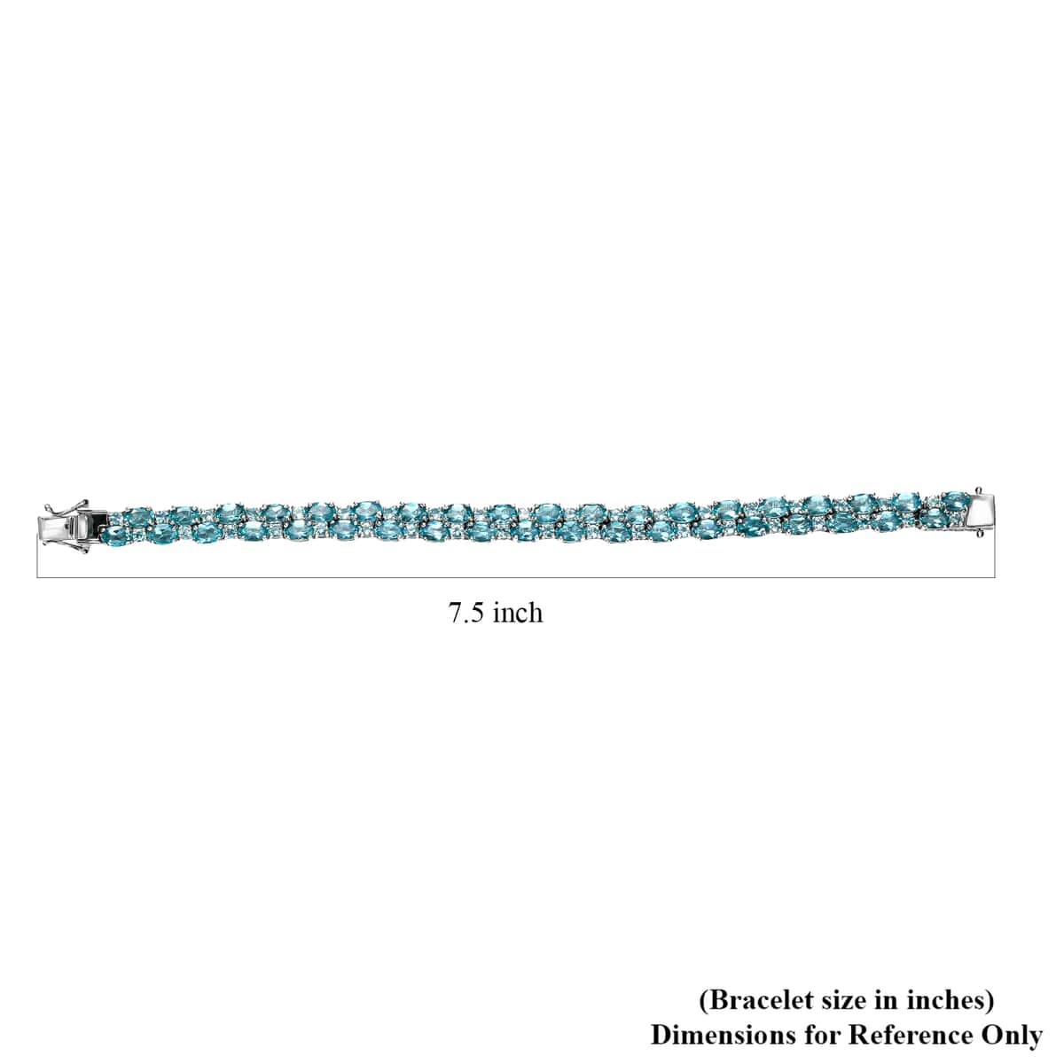 Madagascar Paraiba Apatite 2 Row Bracelet in Platinum Over Sterling Silver (7.25 In) 22.80 ctw image number 4