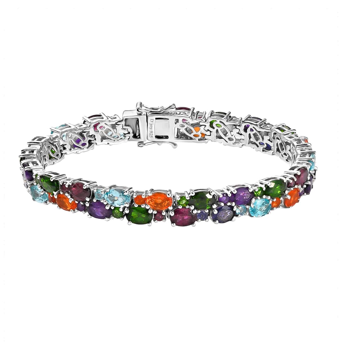 Multi Gemstone Bracelet in Platinum Over Sterling Silver (7.25 In) 20.40 ctw image number 0