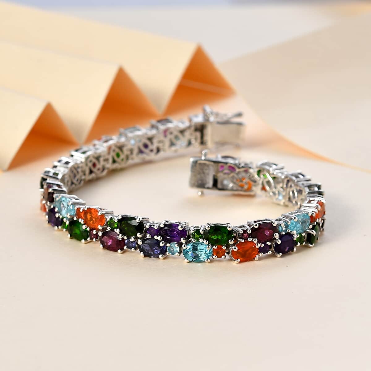 Multi Gemstone Bracelet in Platinum Over Sterling Silver (7.25 In) 20.40 ctw image number 1